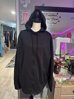 Members Mark Everyday Active Classic Black Zip-Up Hoodie
